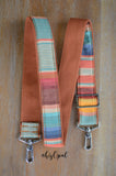 Hand Made Purse Strap, "Tropicana" Rust Back, Adjustable Strap, approx. 25 to 43 inches
