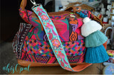 Hand Made Purse Strap, Turquoise "Chippy" Orange Back, Over the Shoulder Strap, 29 inches