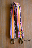 Hand Made Purse Strap, "Tutti Frutti" Periwinkle Orange Pink Chevron Back, Adjustable Strap, approx. 27 to 45 inches
