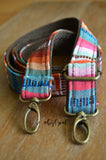 Hand Made Purse Strap, Adjustable Skinny Strap 1 inch wide "Valencia" Brown Back, approx. 28 to 49 inches