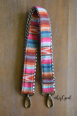 Hand Made Purse Strap, "Valencia" Chevron Back, Adjustable Strap, approx. 27 to 45.5 inches