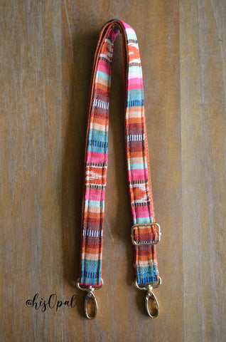 Hand Made Purse Strap, Adjustable Skinny Strap 1 inch wide "Valencia" Rust Back, approx. 27.5 to 49 inches