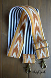 Hand Made Purse Strap, 2 inches wide"Esperanza" Black and White Striped Back, Adjustable Strap, 23.5 to 39 inches