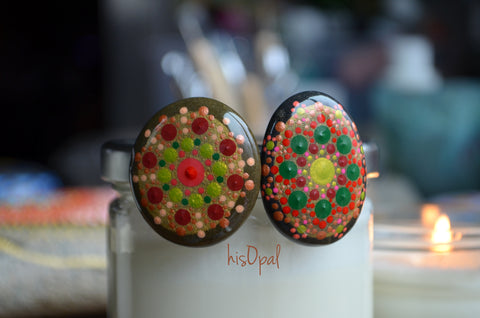 Two Cute Fridge Magnets, Painted Rock Magnets, Mini Mandala Magnets, Refrigerator Magnets