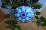 Aqua Mandala Stone, Hand Painted Rock, Unique Decor Purple and Aqua, Boho Gift