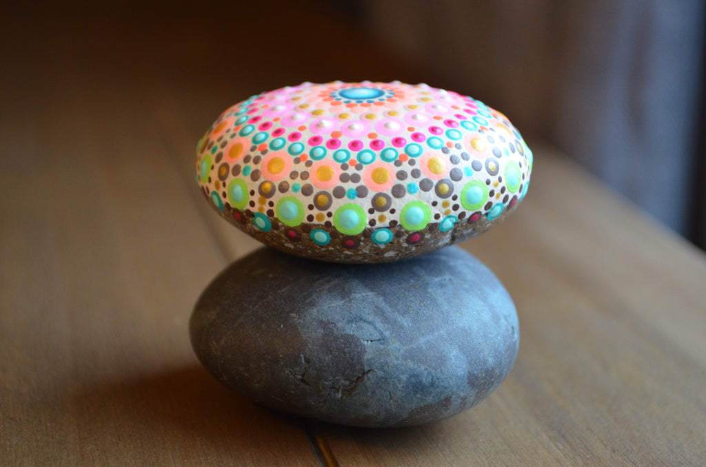 Beach Mandala, Hand Painted Rock, Mandala Stone, Pastel Colors Mandala, Wedding Gift
