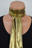 Black Gold Scarf Metallic Neck tie Gold Lightweight Scarf Ascot Tie Holiday Tie Head Wrap Cravat - hisOpal Swimwear - 3