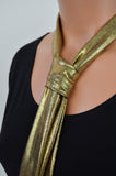 Black Gold Scarf Metallic Neck tie Gold Lightweight Scarf Ascot Tie Holiday Tie Head Wrap Cravat - hisOpal Swimwear - 4