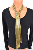 Black Gold Scarf Metallic Neck tie Gold Lightweight Scarf Ascot Tie Holiday Tie Head Wrap Cravat - hisOpal Swimwear - 5