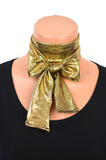 Black Gold Scarf Metallic Neck tie Gold Lightweight Scarf Ascot Tie Holiday Tie Head Wrap Cravat - hisOpal Swimwear - 1