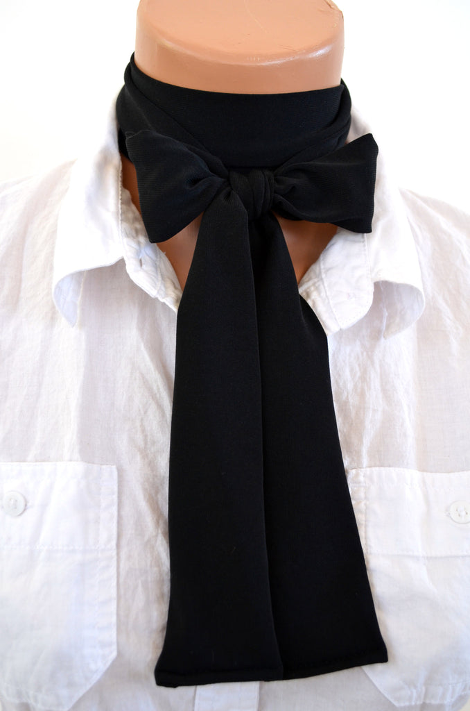 Black Scarf Neck Tie Lightweight Layering Fashion Accessories Sash Belt Black Neck Bow Black Tie - hisOpal Swimwear - 1