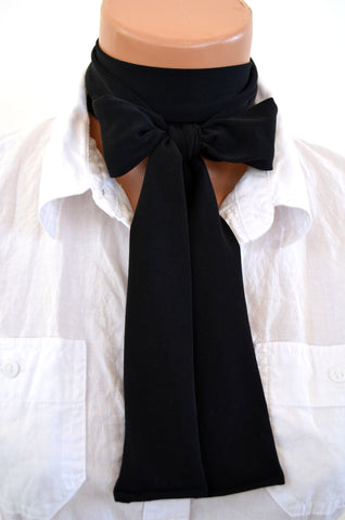 Black Scarf Neck Tie Lightweight Layering Fashion Accessories Black Neck Bow