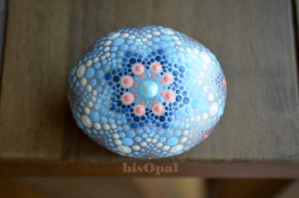 Small Mandala Stone, Hand Painted Rock, hisOpal Rocks, Gift for Her, Boho Decor