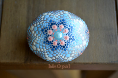 Small Mandala Stone, Hand Painted Rock, hisOpal Rocks, Gift for Her, Boho Decor