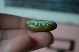 Painted Rock Magnet, Mini Mandala Magnet, Refrigerator Magnet, Blue Green