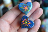 Cute Fridge Magnets, Hand Painted Mandala Magnets, 2 Refrigerator Magnets, Candy Hearts