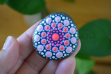 Fridge Magnet Blue Pink, Painted Rock Mandala, Mini Mandala Magnet, Refrigerator Magnet, Kitchen Decor, Housewarming Gift