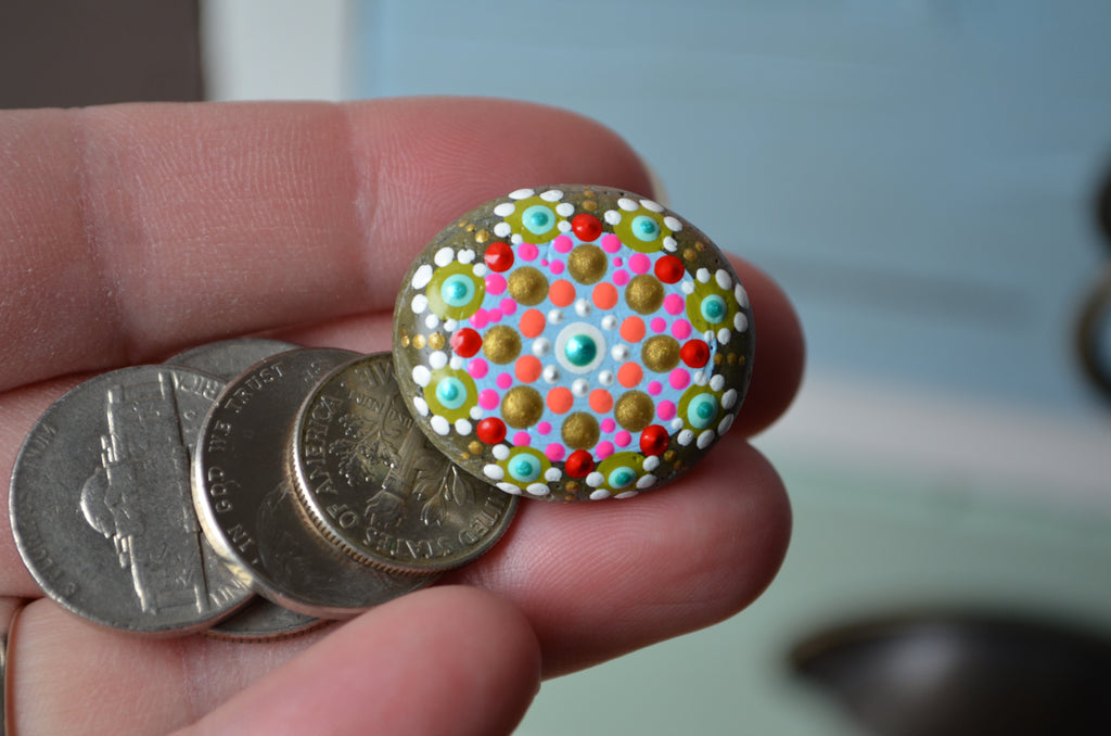 Cute Fridge Magnet, Painted Rock Magnet, Mini Mandala Magnet, Refrigerator Magnet