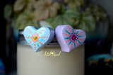 Cute Fridge Magnets, Hand Painted Mandala Magnets, 2 Refrigerator Magnets, Candy Hearts