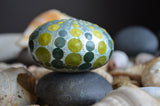 Sea Urchin Mandala, Hand Painted Rock, Mandala Stone, Urchin Style, Aqua Shimmer
