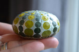 Sea Urchin Mandala, Hand Painted Rock, Mandala Stone, Urchin Style, Aqua Shimmer