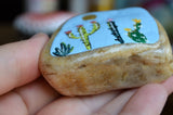Painted Rock Desert, Cactus Decor, Cactus Rock, Cactus Garden Art, Hand Painted Rock, Southwestern