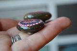 Cute Fridge Magnets, Hand Painted Rock, Blue Mandala Magnets, 2 Refrigerator Magnets, Kitchen Decor