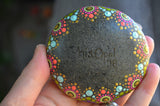 Hand Painted Rock, Bright Mandala Stone, Jewel Drop Mandala, Mandala Art, Boho Decor, Wedding Gift