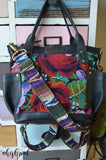Hand Made Purse Strap and Backpack Straps Set, "Brown, Purple and Blue Artisan," Brown Back, Adjustable Strap Set, Purse Strap and Matching Backpack Straps
