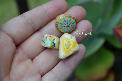 Cute Fridge Magnets, Hand Painted Rock, Mini Magnets, 3 Refrigerator Magnets