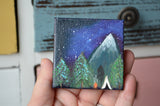 Original Art, Painted Mini Canvas, 2.5 x 2.5 inch, hisOpal Art, Camping Canvas, Unique Gift Idea