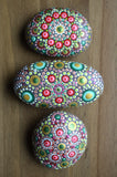 Mandala Stone Trio, Painted Rocks, Hand Painted Rocks, Meditation Stones, Set of Three