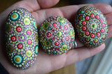 Mandala Stone Trio, Painted Rocks, Hand Painted Rocks, Meditation Stones, Set of Three
