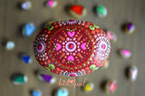 Valentines's Day, Hearts Mandala Stone, Hand Painted Rock, Meditation Stone, Boho Decor Gift