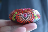 Valentines's Day, Hearts Mandala Stone, Hand Painted Rock, Meditation Stone, Boho Decor Gift