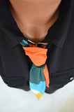 Women's Neck Tie Retro Colorblock Print Neck Tie Lightweight Layering Hair Tie Sash Belt Neck Bow - hisOpal Swimwear - 3