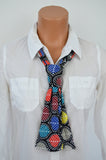 Womens Neck tie Colorful Leaf Print Neck Bow Cravat Lightweight Scarf Head Wrap Unisex Ascot Tie - hisOpal Swimwear - 1