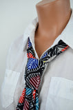 Womens Neck tie Colorful Leaf Print Neck Bow Cravat Lightweight Scarf Head Wrap Unisex Ascot Tie - hisOpal Swimwear - 2