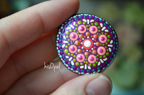 Cute Fridge Magnet, Painted Rock Magnet, Mini Mandala Magnet, Refrigerator Magnet