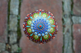 Mandala Stone, Hand Painted Rock, Meditation Stone, Jewel Drop Mandala, Rainbow Mandala