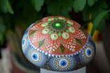 Copper Leaf Mandala, Hand Painted Rock, Decorative Rock, Unique Mandala, Nature Mandala
