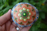 Copper Leaf Mandala, Hand Painted Rock, Decorative Rock, Unique Mandala, Nature Mandala