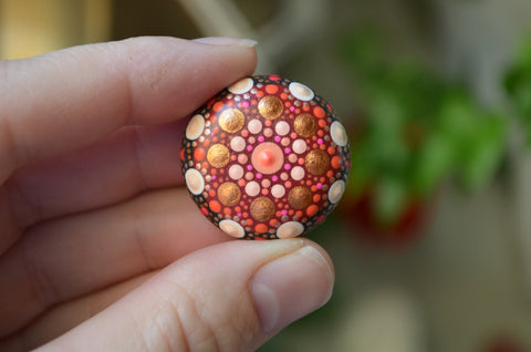 Cute Fridge Magnet, Painted Rock Mandala, Mini Mandala Magnet, Refrigerator Magnet, Kitchen Decor