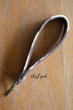 Hand Made Wrist Strap, "Cow Print" Brown Back, approx. 7.5 inches, purse strap