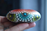 Copper Sun Mandala, Hand Painted Rock, Mandala Stone, Mandala Paperweight, Gift for Her