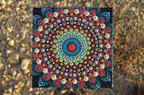 Original Painted Canvas Art, Mandala Art, Desert Sun, hisOpal Art, Mandala Canvas 6x6