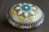 Lotus Mandala Stone, Hand Painted Rock, Easter Egg Mandala, Meditation Stone Boho