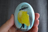 Eastern Yellow Robin Bird, Hand Painted Rock, Unique Gift, Bird Watcher Gift, Nature Lover Gift