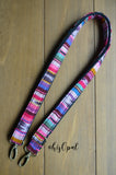 Hand Made Purse Strap, Skinny Strap 1 Inch Wide "Fauxvana© Pink" Black Back, Adjustable Strap, 28 to 50 inches