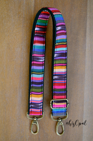 Hand Made Purse Strap, "Fauxvana©" Black Back, Adjustable Strap, approx. 27 to 47 inches